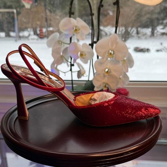 Badgley Mischka Red Lyric Plush Ankle Straps - Picture 7 of 13